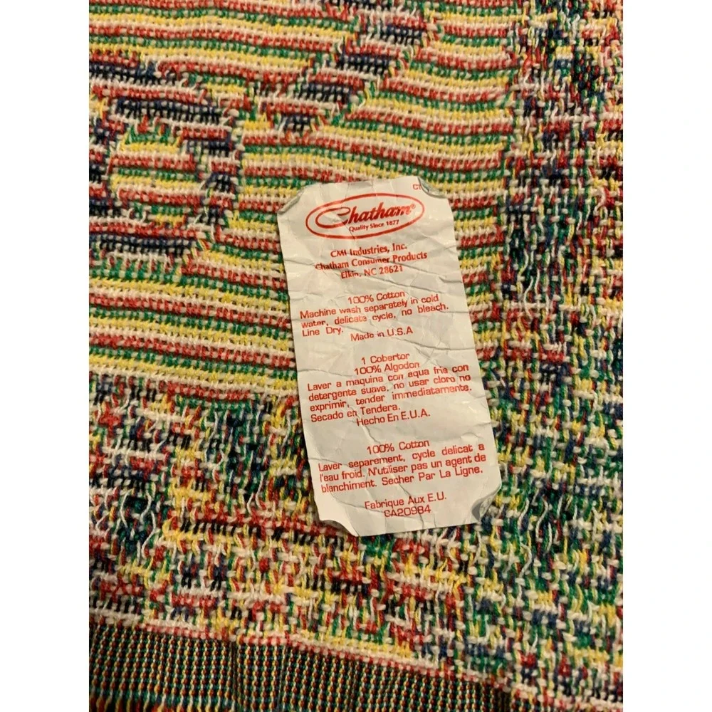 Vtg Santa Christmas at Home Chatham Throw Blanket Tapestry Fringed Cotton USA